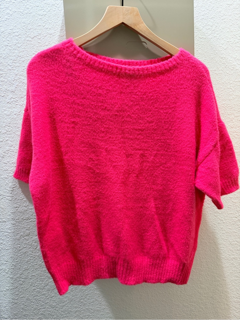 Ann Taylor Bright Hot Pink Short-Sleeve Sweater